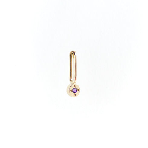 Amethyst Dot Pendant Charm in Yellow Gold